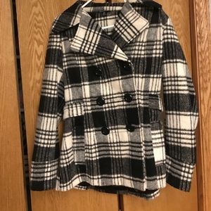 Black and White Plaid Pattern Coat